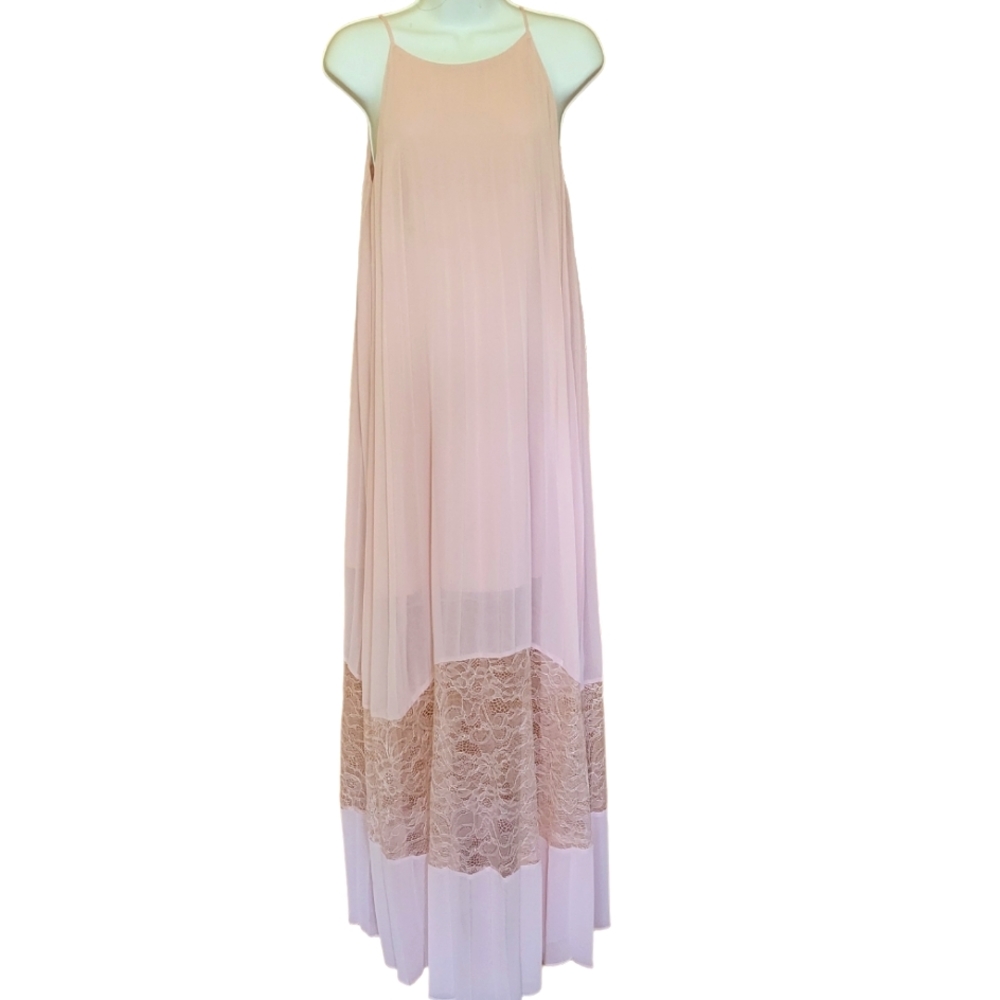 BCBG Sheer A-Line Midi Dress with Lace Hem Size; XS New without original tag